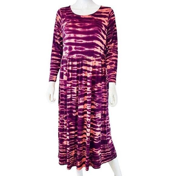 Terra & Sky Tie Dye Ripple Long Sleeve Maxi Dress - Picture 1 of 10